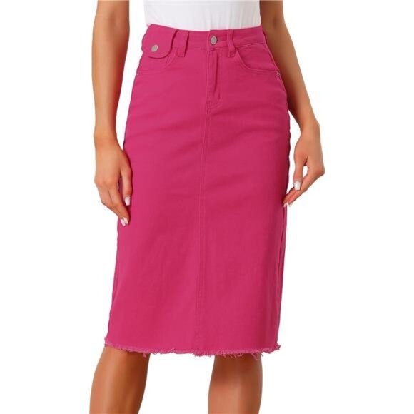 Women's Jean Skirt High Waist Pink - Picture 1 of 5